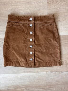 Wilfred Free Button-Front Cord Mini Skirt in Cognac Size 2